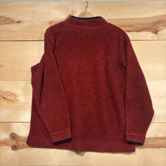 LL Bean Sherpa Fleece Sweater Womens Large Rust Red Mock Neck Pullover Outdoors - Picture 8 of 10